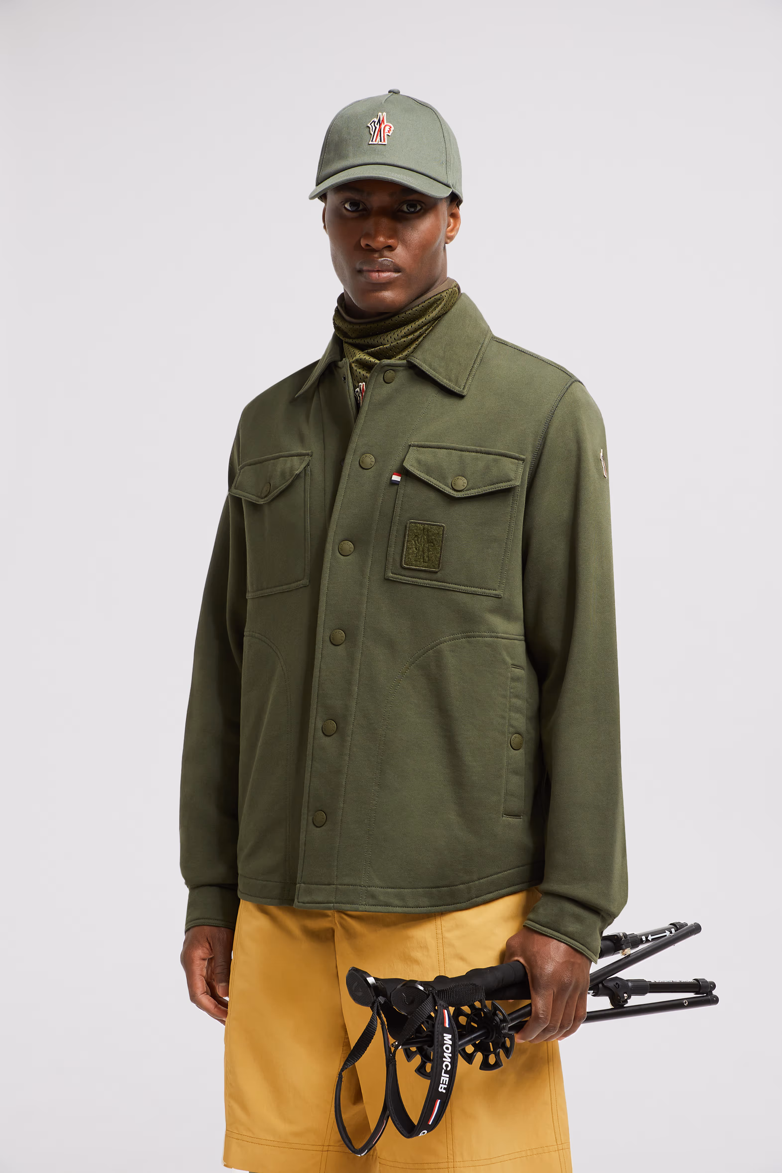 Cotton Shirt Men Olive Green Moncler 0